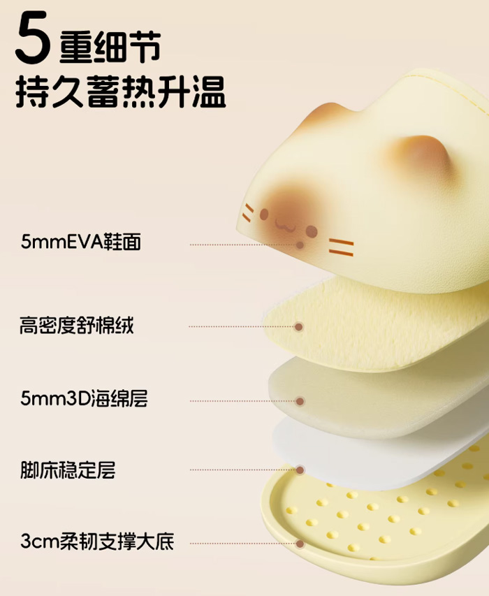 喵星人必备！chikoku可爱猫爪印棉拖鞋，让你的脚丫也卖萌 