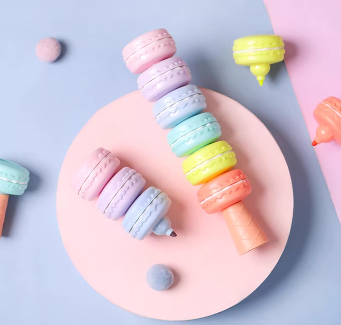 【可爱马卡龙荧光笔 记划重点标记笔】——学生党办公族的“彩虹魔法棒”,让笔记从此活色生香