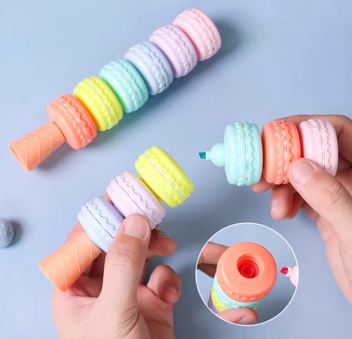 【可爱马卡龙荧光笔 记划重点标记笔】——学生党办公族的“彩虹魔法棒”,让笔记从此活色生香