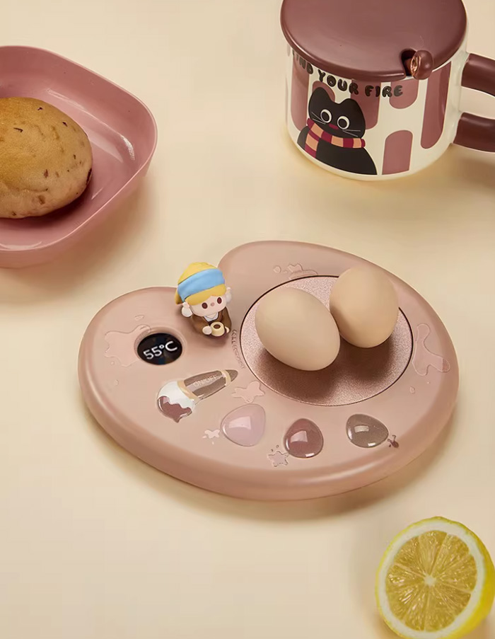 蜡笔小新调色盘暖杯垫 热牛奶神器暖咖啡花茶 