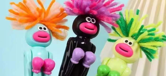 炸毛人拳击笔 创意减压卡通圆珠笔