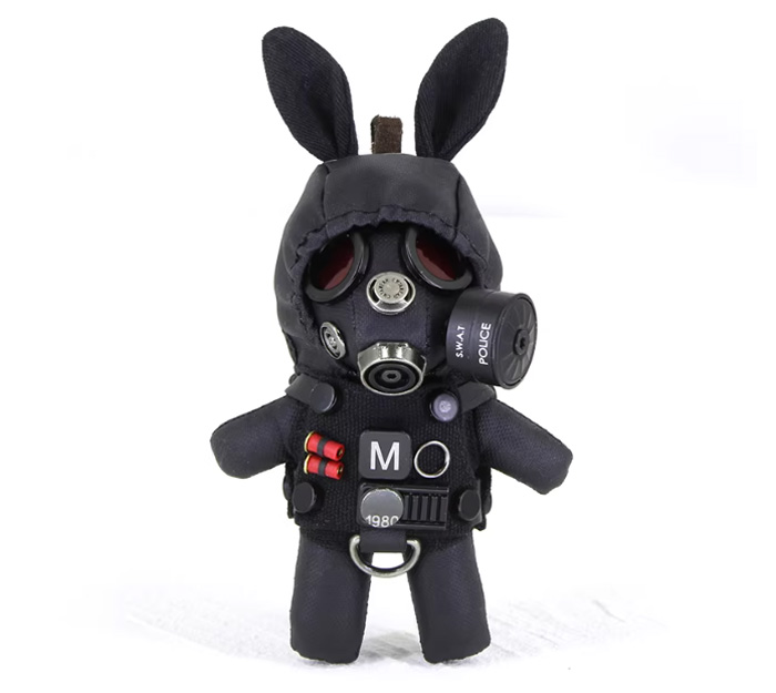 蒸汽精灵防毒面具版暗黑色军装小兔子 稀奇古怪的高级玩偶背包挂件