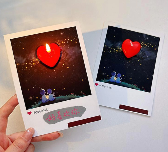 创意水感藏字贺卡表白明信片 生日情人节礼物 