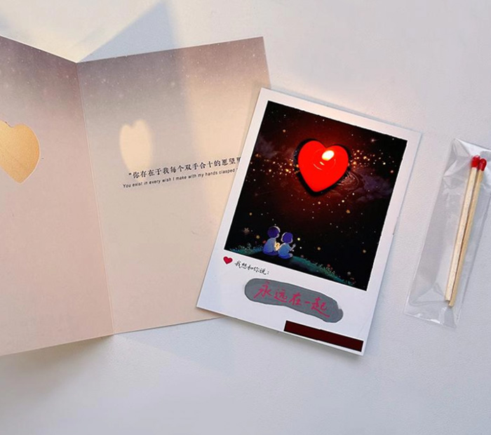 创意水感藏字贺卡表白明信片 生日情人节礼物 