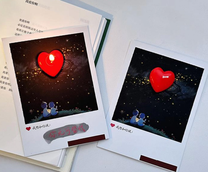 创意水感藏字贺卡表白明信片 生日情人节礼物 