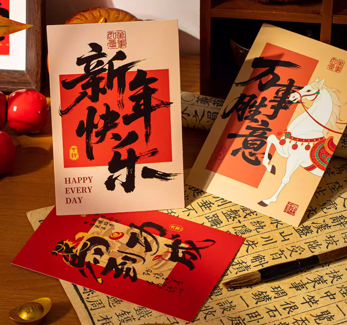 新年装饰品国风喜庆墙贴贺卡 乔迁宿舍氛围场景布置 