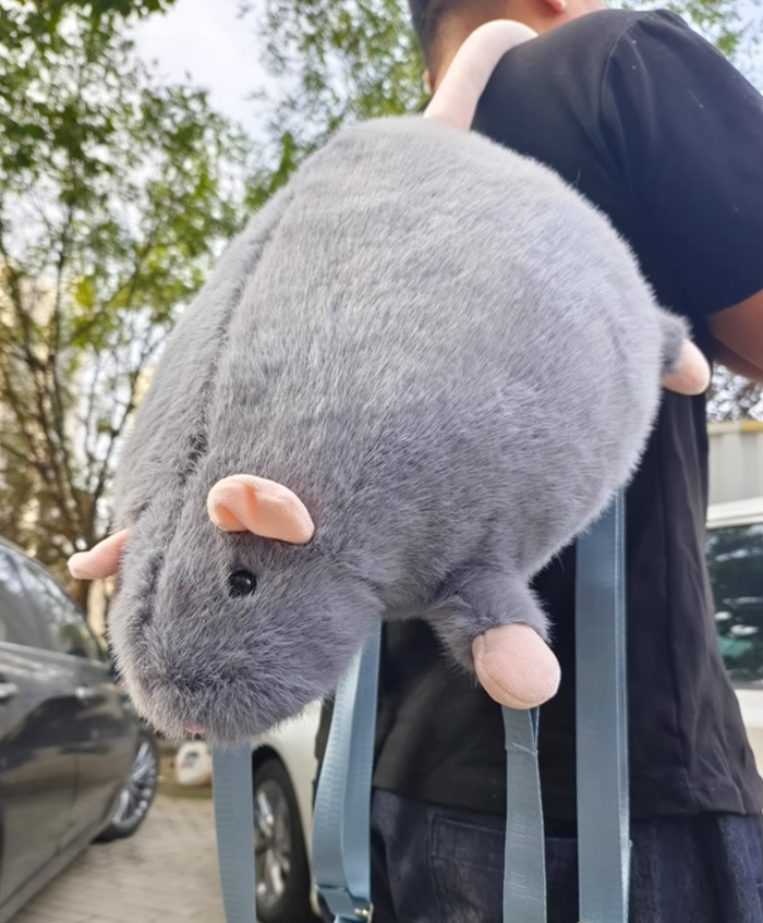 花枝鼠背包可爱仿真老鼠双肩包毛绒公仔玩偶