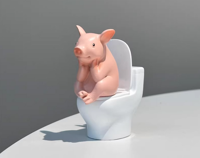 可爱马桶猪摆件厕所新搭子 卫生间装饰创意小摆件