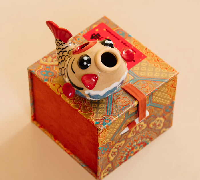 年年有鱼摆件情绪稳定不倒翁桌面倒流香炉 