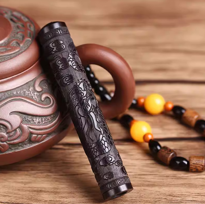 充电打火机黑檀木雕刻火折子电子点烟器