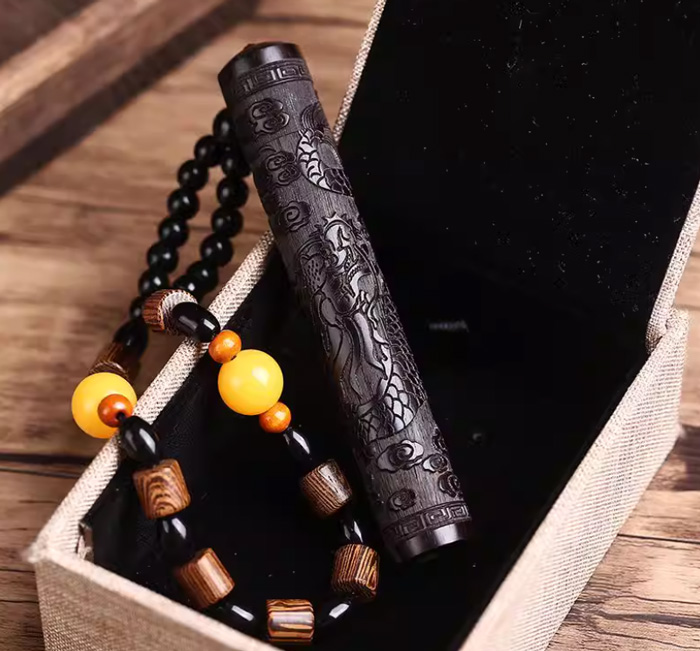 充电打火机黑檀木雕刻火折子电子点烟器