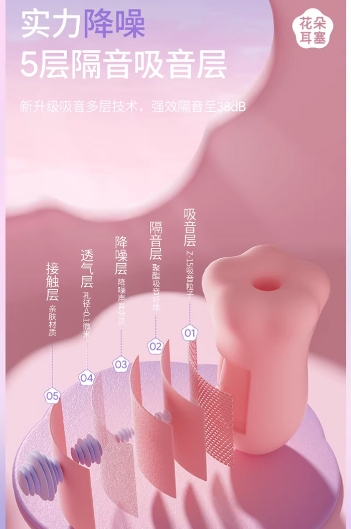 困困鸭花朵睡眠耳塞 小耳道打呼噜防噪音