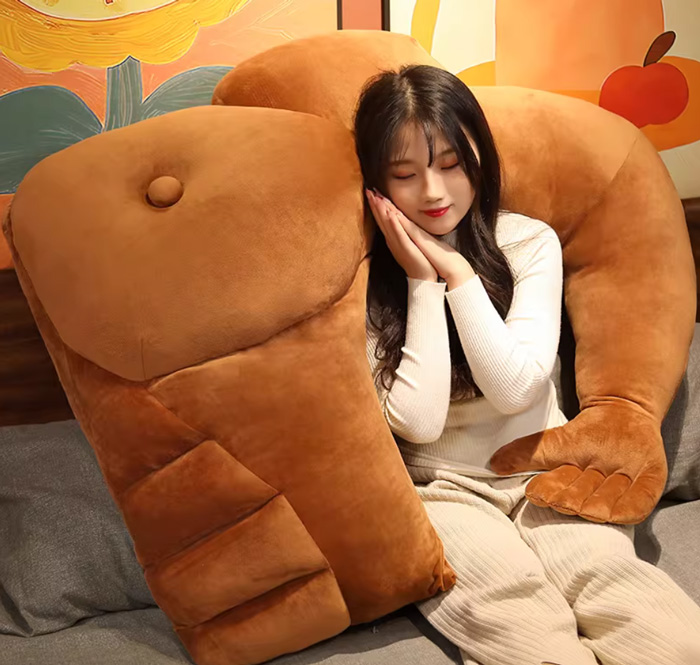 猛男肌肉男抱枕抽象胸肌手臂玩偶