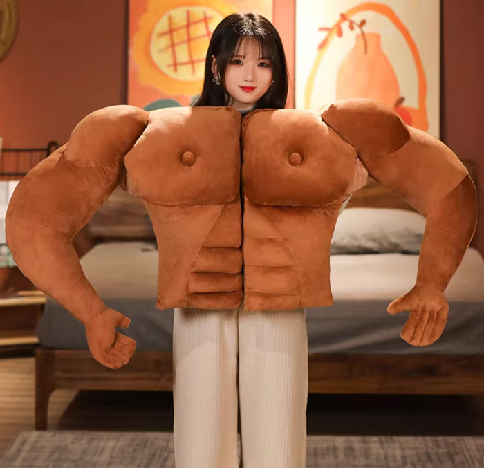 猛男肌肉男抱枕抽象胸肌手臂玩偶