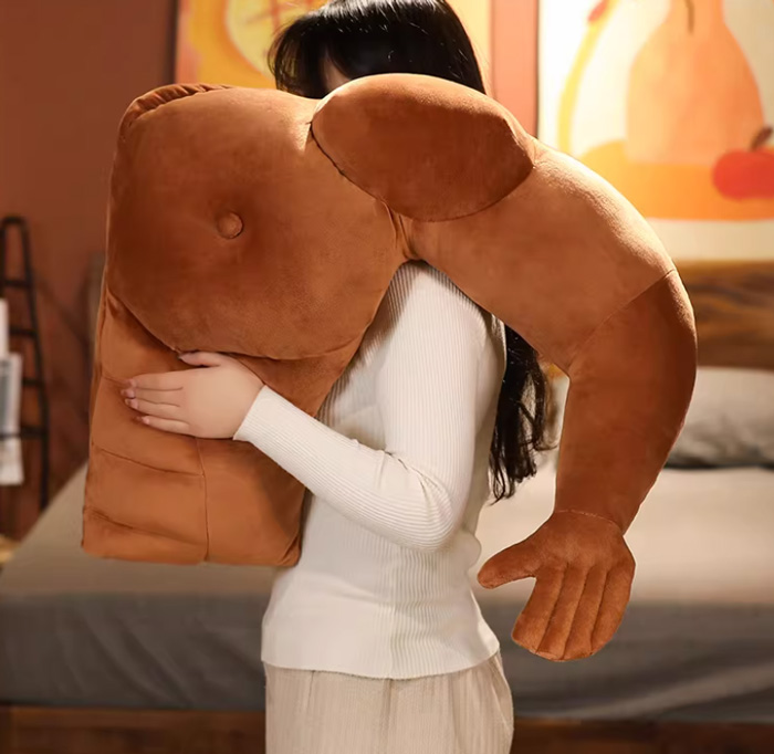 猛男肌肉男抱枕抽象胸肌手臂玩偶