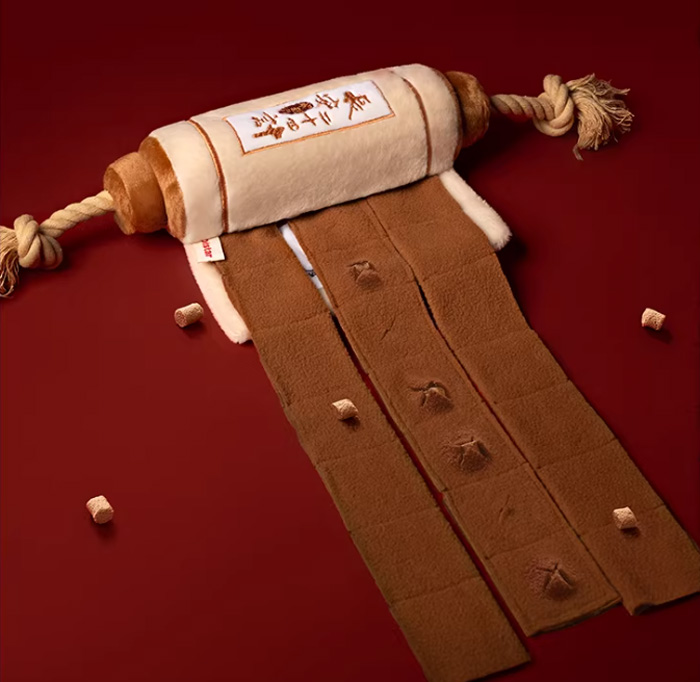 秘卷嬉戏轴狗狗绳结 磨牙耐咬可藏食益智响纸玩具 