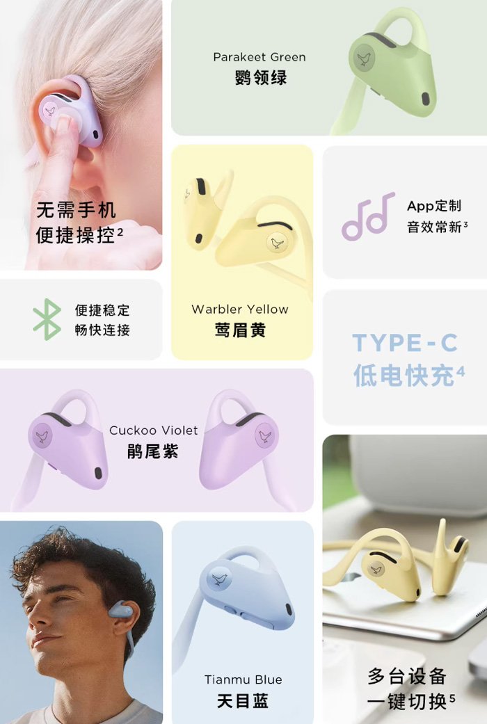 LIBRATONE小鸟耳机 UP开放式OWS运动跑步无线蓝牙耳机 