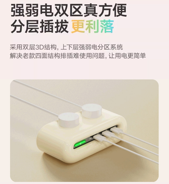 图拉斯小云团桌面充电站插线板 usbc多孔大功率插座 