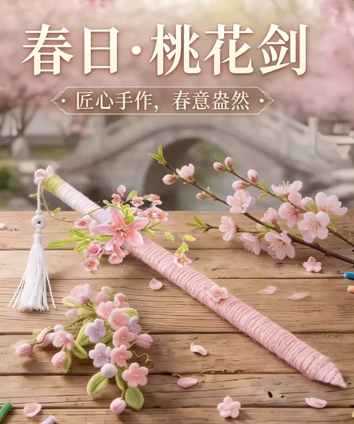 春日桃花剑扭扭棒桃花弓箭成品材料包 