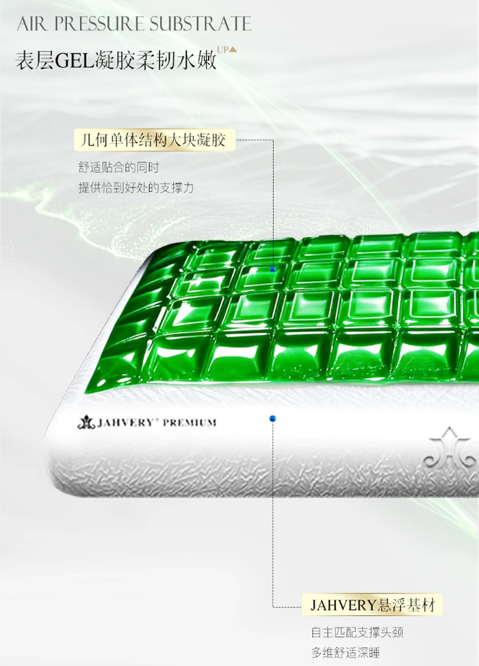 JAHVERY绿岩凝胶护颈椎枕 防螨抑菌记忆棉睡眠枕头 