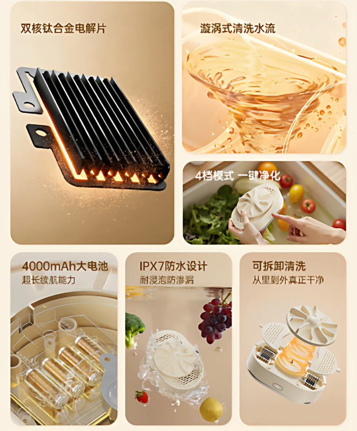 康宁餐具果蔬清洗机 无线食材净化机去农药残留 