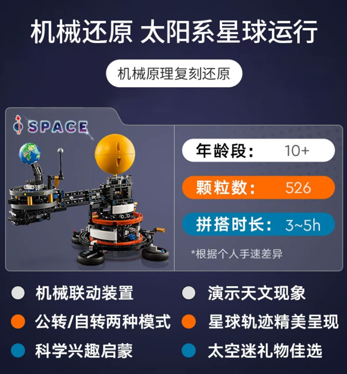 乐高官方旗舰店42179地球和月亮轨道模型积木 