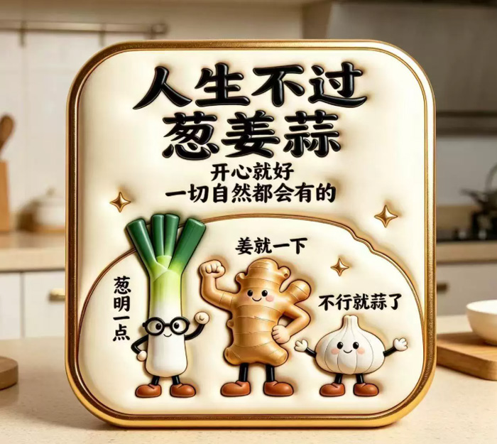 人生不过葱姜蒜亚克力平面磁吸冰箱贴 磁吸贴文创纪念品