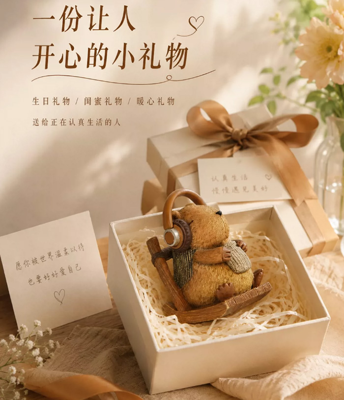 卡皮巴拉治愈系解压桌面摆件 办公室工位情绪稳定神器