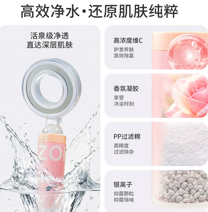 HZOI植物香氛过滤花洒喷头 除氯呵肤增压淋浴头 