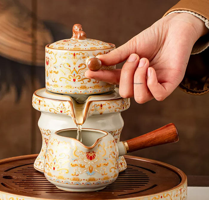 汝窑敦煌自动茶具套装家用懒人功夫泡茶神器