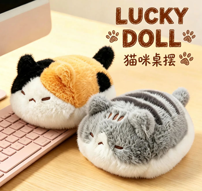 蔷薇之恋狸花猫咪玩偶手腕垫毛绒娃娃 